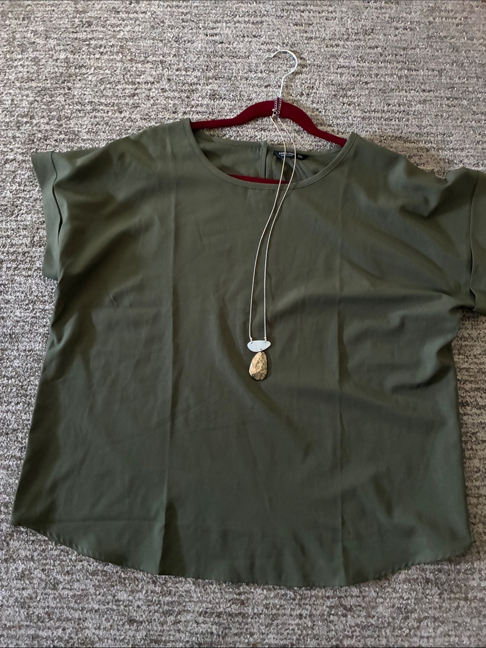 SHEIN Olive Green Short Sleeve Tunic Blouse